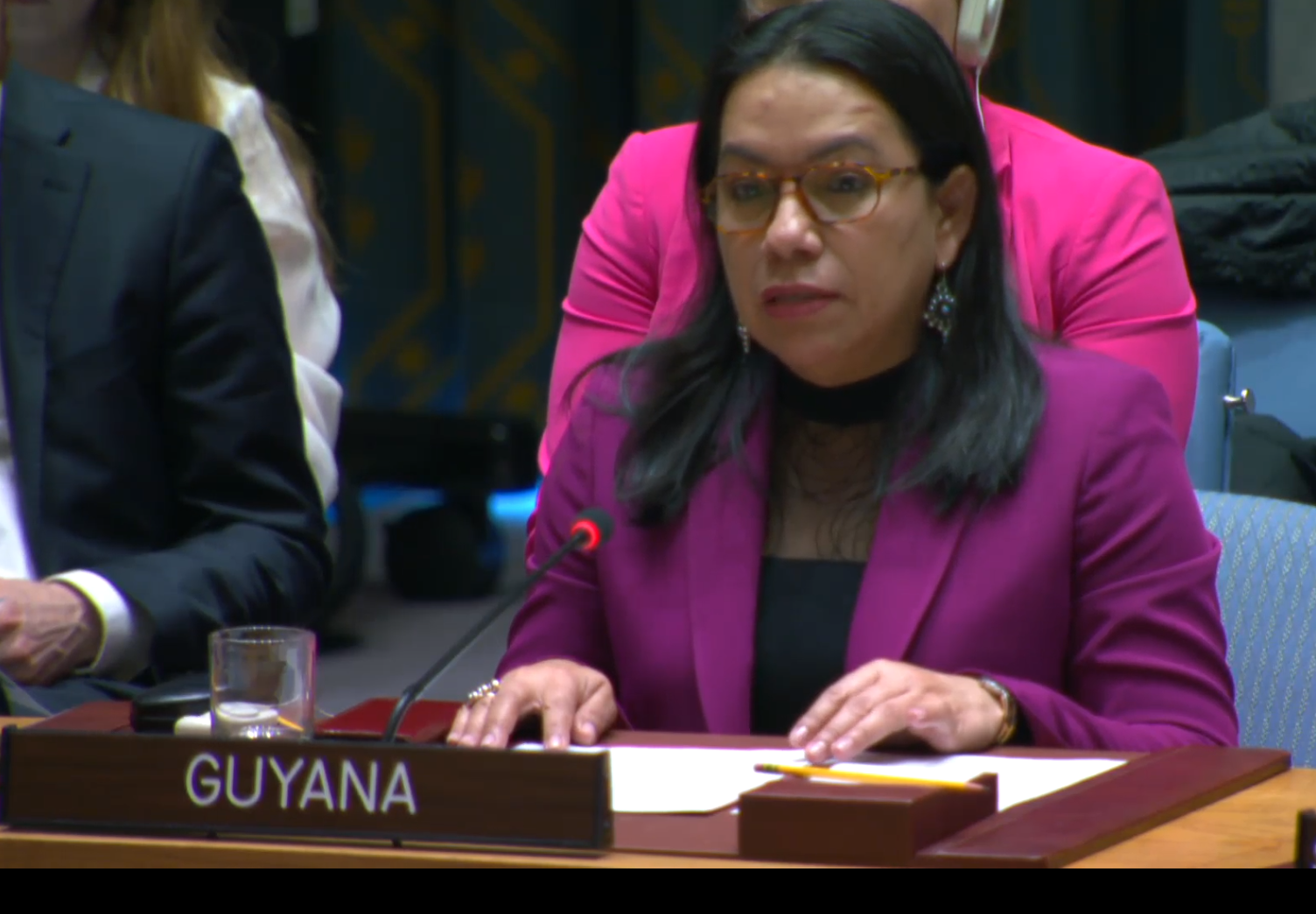 Amb. Carolyn Rodrigues Birkett delivering statement at UNSC Meeting on Ukraine