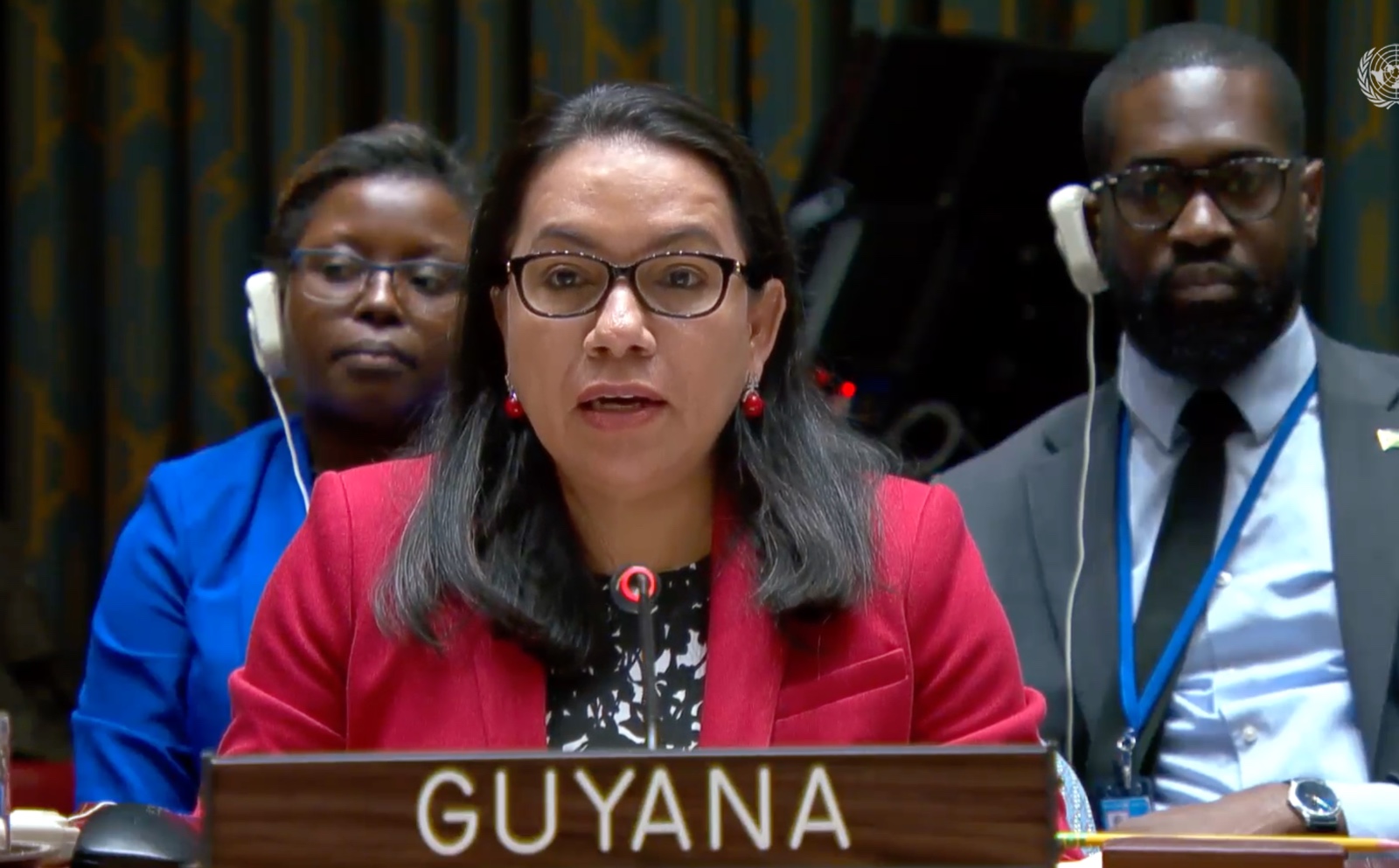 Amb. Rodrigues-Brikett delivering statement at UNSC meeting on Syria/Iran