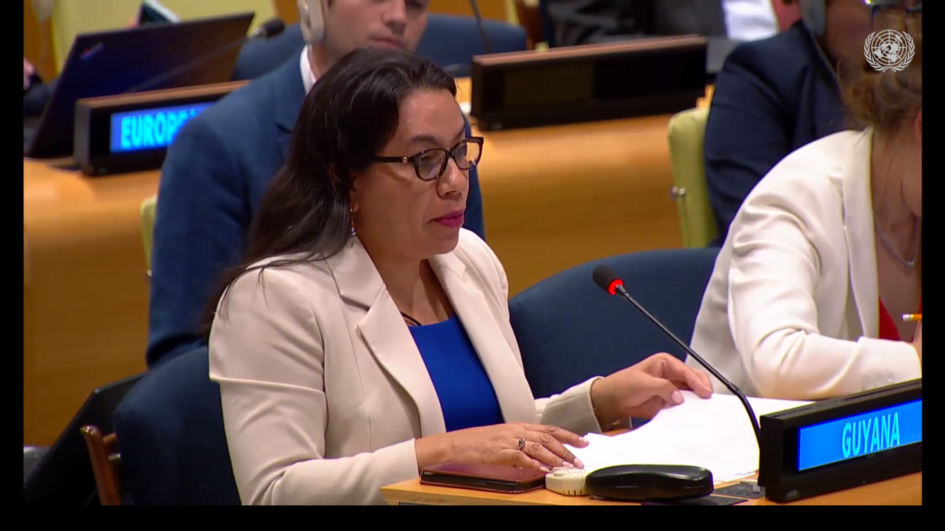 Amb. Trishala Persaud delivering statement at UNSC Arria-Formula meeting on Terrorism