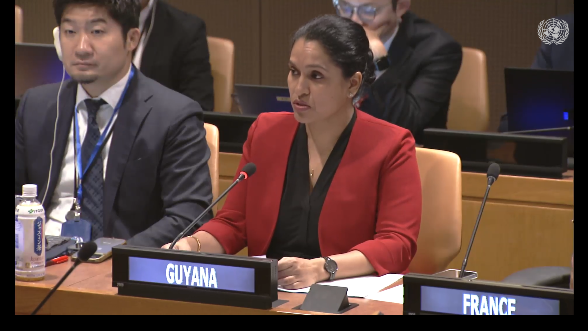 Amb. Trishala Persaud delivering statement at Arria Formula meeting on Ukraine