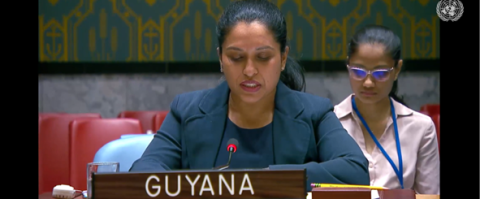 Amb. Trishala Persaud delivering statement at UNSC meeting on Non-Proliferation (Iran)