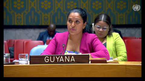 Amb. Trishala Persaud delivering statement at UNSC meeting on UNITAD