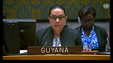 Amb. Carolyn Rodrigues Birkett delivering statement at UNSC Meeting on Ukraine