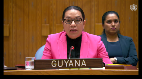 Amb. Carolyn Rodrigues Birkett delivering statement at UNSC Meeting on WPS